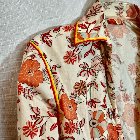 Roberta Freymann 100% Cotton Floral Blouse Size L - Picture 3 of 10